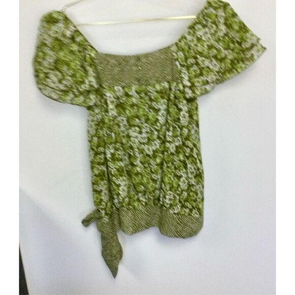 Apt. 9  Womens‎ Green Chiffon Off The Shoulder Floral Top Blouse Medium - Picture 2 of 11